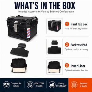 45L PP Motosiklet Arka Kutu Su Geçirmez Çıkarılabilir Saklama Çantası Evrensel Montaj Aparatı ile Modifiye Yükseltme İçin - Product Image 5