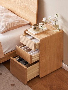 L7027 Simple Modern Bedroom Furniture Solid Oak Wood 3 Drawers <strong>Slim</strong> NightStand <strong>Bedside</strong> <strong>Table</strong> for Small-sized Apartments - Product Image 4