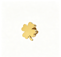 Broche Épingle de Revers Trèfle à Quatre Feuilles Porte-Bonheur en Acier Inoxydable Plaqué Or 18K – Vente Chaude en Gros