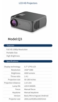 Projecteur LED portable intelligent HTP 600 lumens ANSI Full HD 1080p 4K LCD avec Android 9 et haut-parleurs stéréo HIFI