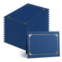 Carpeta de Presentación Personalizada Azul Marino con Lámina Dorada, Tamaño 9 1/2 X 12, Porta Documentos de Papel, Carpeta para Archivos