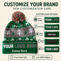 Gorro de punto navideño con pompón, suéter feo, reno, copo de nieve, disc golf, invierno, logotipo personalizado, unisex, OEM, venta al por mayor, MOQ bajo