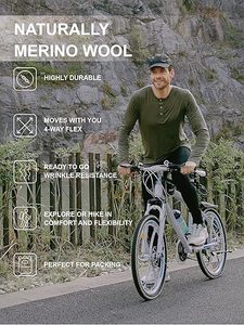 <span class=keywords><strong>Camiseta</strong></span> Deportiva de Manga Larga con Cuello Henley y Botones para Hombre, 100% Lana <span class=keywords><strong>Merino</strong></span>, Corte Ajustado, Secado Rápido y Transpirable para <span class=keywords><strong>Ciclismo</strong></span> y Running - Product Image 4