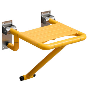 Tabouret de salle de bain pliant jaune, siège de douche mural pour personnes âgées, tabouret de toilette antidérapant avec pieds, capacité de 150 kg - Product Image 4