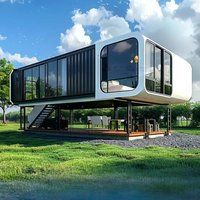 Maison capsule modulaire préfabriquée en acier, maison mobile miniature moderne de luxe, préfabriquée pour usage extérieur