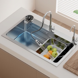 Évier de cuisine en acier inoxydable 304 anti-rayures, épaisseur 4 mm, design grain de riz, usage domestique, cuve simple - Product Image 1