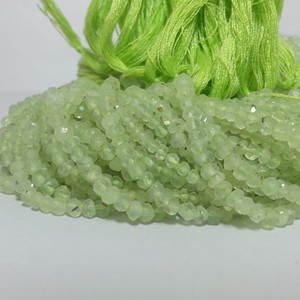 Perles de pierre de prénite verte naturelle de 4 mm, facettées en rondelles, certifiées IGI, pour la création de bijoux, vente en gros en vrac, directement de l'usine - Product Image 1