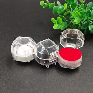 Acrylic flip-top jewelry <b>box</b>, small octagonal transparent crystal ring <b>box</b>, jewelry <b>box</b>, <b>earring</b> <b>box</b> - Product Image 1