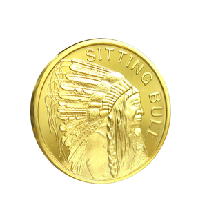 Personalizable 3D chapado en oro 1/2 Oz 100 molinos indio 'Toro sentado' desafío moneda Metal conmemorativo 3 monedas conjunto en relieve CMC - Product Image 1