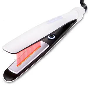 New Trends High-end Infrared Transmitter Hair Straightener And Curler LED Display PTC Heating Hair Irons 2 In 1 Electric OEM ODM