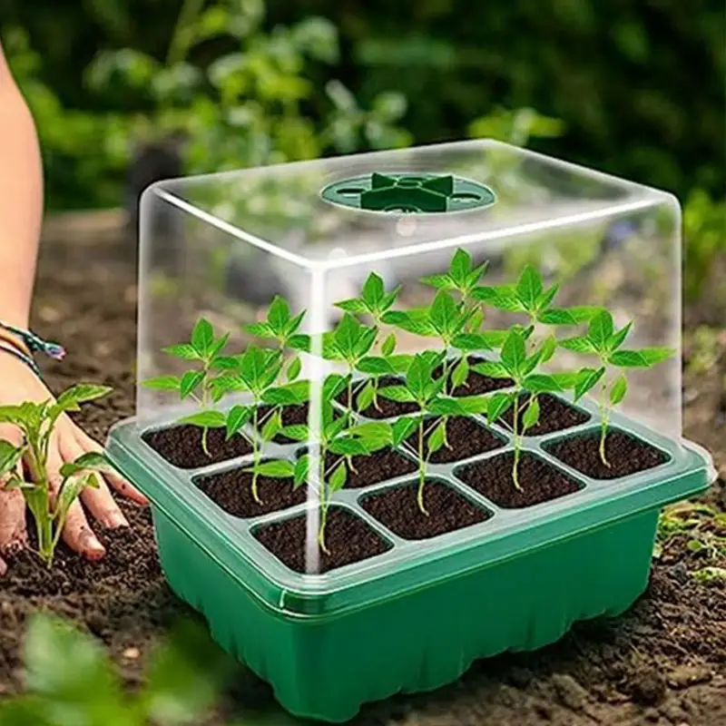10 pak 120 sel biji Starter kit baki penyebar tanaman kotak kuman tumbuh nampan dengan kelembaban kubah dan dasar untuk rumah kaca