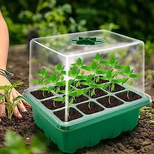 10 Pack 120 cell Seed Starter Tray kit Propagator Plant Germination Box Growing Trays with Humidity Dome and Base for Greenhouse