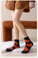 Chaussettes d'hiver douces et chaudes en polaire pour femme, motif citrouille et fantôme, idéales pour la maison, le sommeil et les fêtes, vente en gros