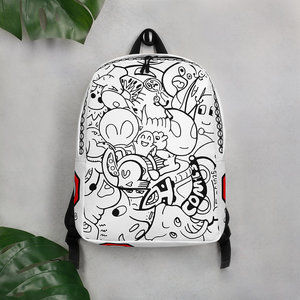 IW Comics # Sac à dos minimaliste pour filles, 49 compartiments, en nylon imperméable avec fermeture éclair, motif dessin animé - Product Image 1