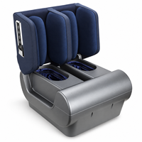 Masseur de pieds à compression d'air bleu marine avec airbags enveloppants, chaleur, 3 niveaux de pression et minuteur de 15 minutes pour les soins des pieds à domicile