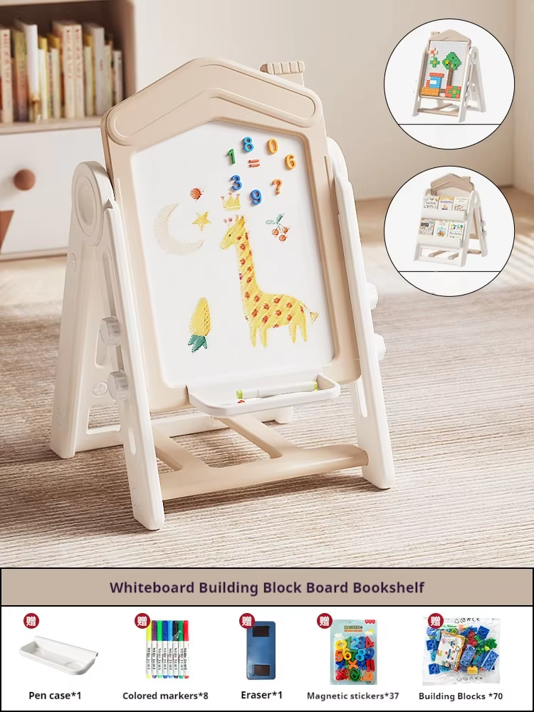 Tableau blanc + panneau + étagère de bloc de construction