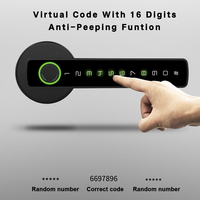 Serrure de porte électrique intelligente Tuya Bluetooth avec empreinte digitale biométrique et mot de passe pour chambre à coucher, poignée en bois, aluminium, données cloud