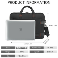 CoolBELL Factory - Vente chaude - Sac à bandoulière pour ordinateur portable de haute qualité, durable, imperméable, en polyester, grande capacité, pour ordinateur portable de 15,6 pouces