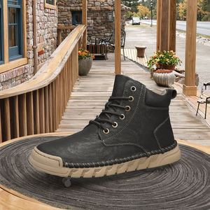 Bottes de neige occidentales en cuir véritable faites à la main sur mesure pour hommes, automne-hiver - Product Image 3