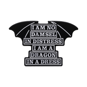 Pas de demoiselle juste Dragon émail broche féministe broche revers Badge droits des femmes bijoux en métal pour la fête des pères - Product Image 1