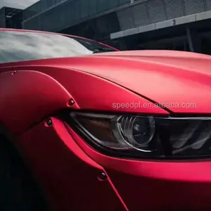 Red Satin Chrome Car Film 5ft*59ft Self Adhesive Color Chrome Car Wrap Film