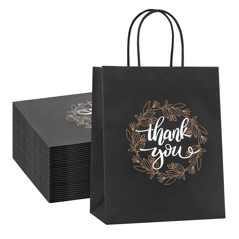 Custom Printing shopper paper bag paper thank you bags high quality kraft paper bags with handles