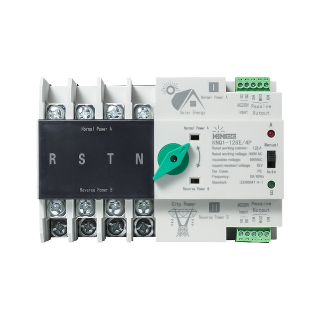 KINEE 4P 63A 125A 400Vac ATS PV System Power Use Din Rail Photovoltaic Solar Power Dual Power Automatic Transfer Switch