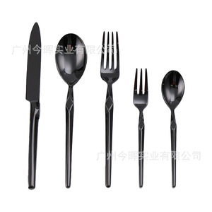 Shiny Jh Diamond Shape 304 Stainless Steel Cutlery <b>Set</b> Mirror Polished For Hotel Home Use - Product Image 5