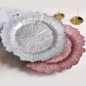 Assiettes de présentation en plastique et verre couleur or rose pour réceptions de mariage – Vente en gros - Product Image 3