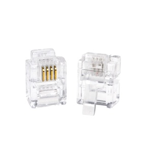 Conector RJ11 al por Mayor, Conector de <span class=keywords><strong>Cable</strong></span> 6P4C, Chapado en Oro, Conectores de Red RJ11 para Teléfono, Conectores de Cristal - Product Image 1