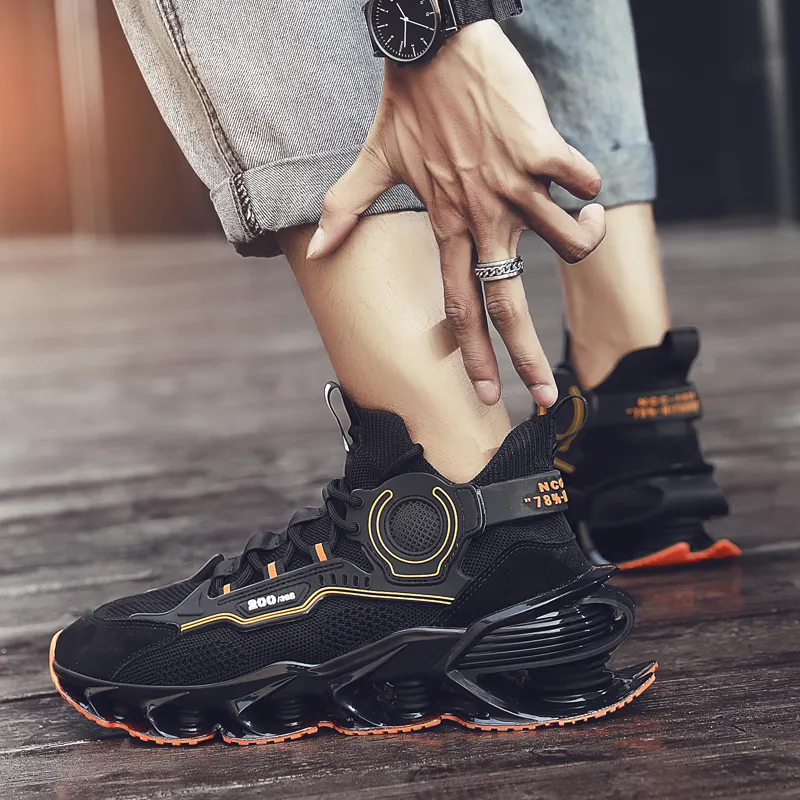Scarpe moda uomo Sneakers tessuto a maglia traspirante con Design in gomma scarpe da ginnastica di alta moda per uomo