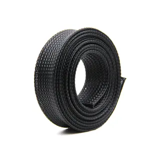 EKO 16mm Flame Retardant Nylon Braided Tube Black PET Snake Mesh Smart Cable Wire Protection Sleeve