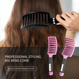 Peigne de Massage de haute qualité large peigne à côtes exquis brosse à cheveux en plastique à poils de porc conception de cheveux bouclés grand peigne incurvé - Product Image 2