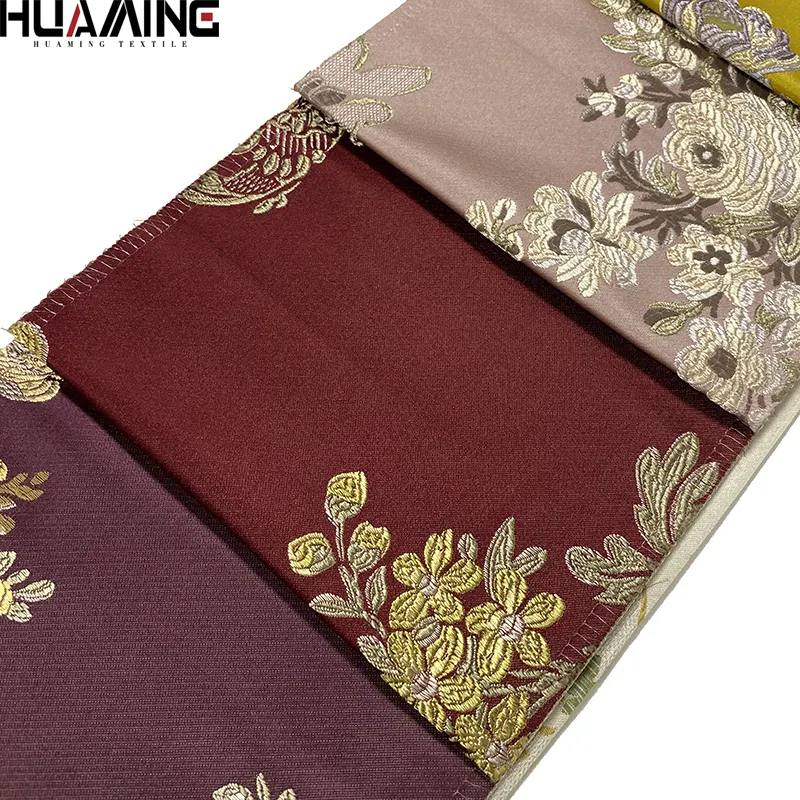 Imitação de seda brocado flor de ameixa bambu folhas design floral poliéster pano de mesa tecido jacquard chinês