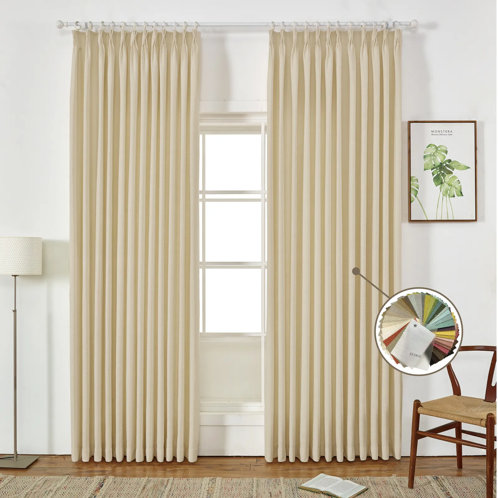 Sang Trọng Rắn Linen Màn Rèm Nhiệt Cách Điện Kết Cấu Linen Nhìn Rèm Cửa Cho Phòng Khách Phòng Ngủ