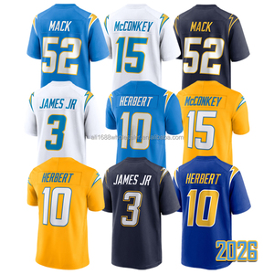 Maillot de football pour homme style tendance 2026 Ladd McConkey, brodé, Derwin James Jr, Justin Herbert 52, Khalil, tailles S-3XL - Product Image 1