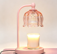 Lampe chauffe-bougie rose avec minuterie et variateur d'intensité, Cadeaux pour maman/épouse, Lampe chauffe-cire avec 2 ampoules pour pots à bougies