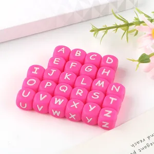 Baby Alphabet Silicone Teething Toys Colourful Bead Diy Letter Other Loose Beads 12mm 15mm Round Silicone Bead Custom Wholesale