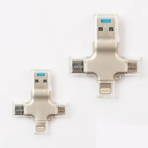 4 in 1 OTG USB Flash bellek sopa yüksek kalite yeterli kapasite özel Logo Metal pendrive