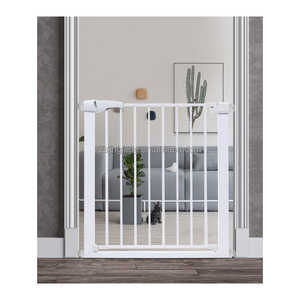 Barrière de sécurité pour bébé à double verrouillage, en métal, facile à franchir, pour portes et escaliers, fixation par pression, articles pour bébé - Product Image 5