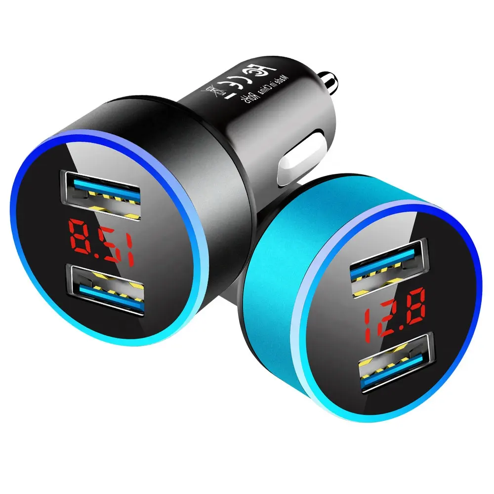 cantell 5V Dual USB Port Fast Car Charging 3.1A Aluminum Alloy usb Car Charger Adapter Led Display dual usb car chargers