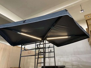 Auvent de camping extérieur à double bras avec éclairage LED, en tissu Oxford 600D résistant à l'eau, avec bras carré en aluminium et support en tube en forme de fleur de prunier - Product Image 3