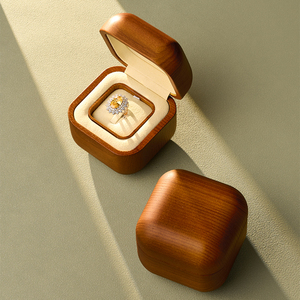 Caja de Anillo de Compromiso FANXI, Mini Caja de Madera para Regalo de Joyería, para Anillo de Diamantes de Boda - Product Image 2