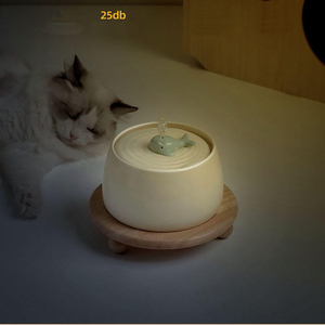 Eco-Friendly Circulating Luxurious Ceramic <strong>Cat</strong> Water Fountain Automatic USB Charging Dispenser with Filter and Wooden Stand - Product Image 3