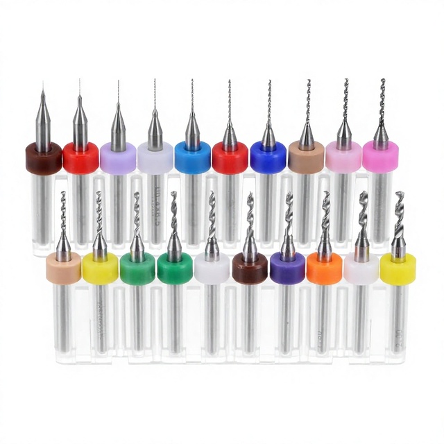 Micro PCB Drill Bit Set 1/8" Round Shank 0.1mm-2mm Solid Tungsten Carbide Uncoated CNC Engraving Print Circuit Board Rotary Tool