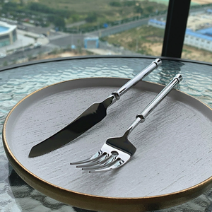 Cuchillos de mesa de acero inoxidable con mango martillado de lujo personalizados DF BC, cuchillo para carne, tenedores de mesa, tenedores para postre, personalizados - Product Image 3