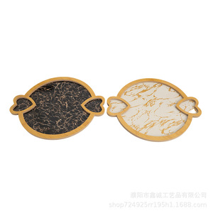Heart Shaped Wooden Candy <b>Tray</b> Black <b>Gold</b> White <b>Gold</b> Pattern Hotel Coffee Tea <b>Serving</b> <b>Tray</b> - Product Image 5