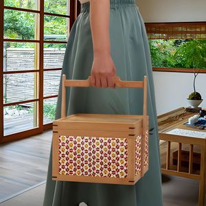 Bamboo Storage Box Rectangle Double Layer Tea Snack Packaging Chinese Style Gift Box - Product Image 1