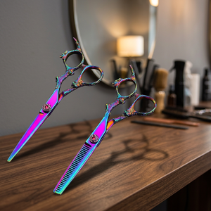 Tijeras Profesionales de Acero Inoxidable para Peluquería, Rectas, para Diestros, de 6.75 Pulgadas, para Adelgazar el Cabello - Product Image 1