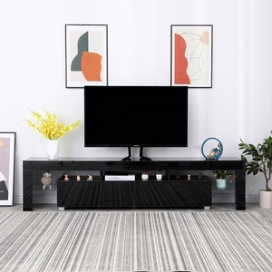 Soporte de madera de alto brillo para Tv, conjunto de consola de armario de Tv con luz Led y cajones de almacenamiento - Product Image 5